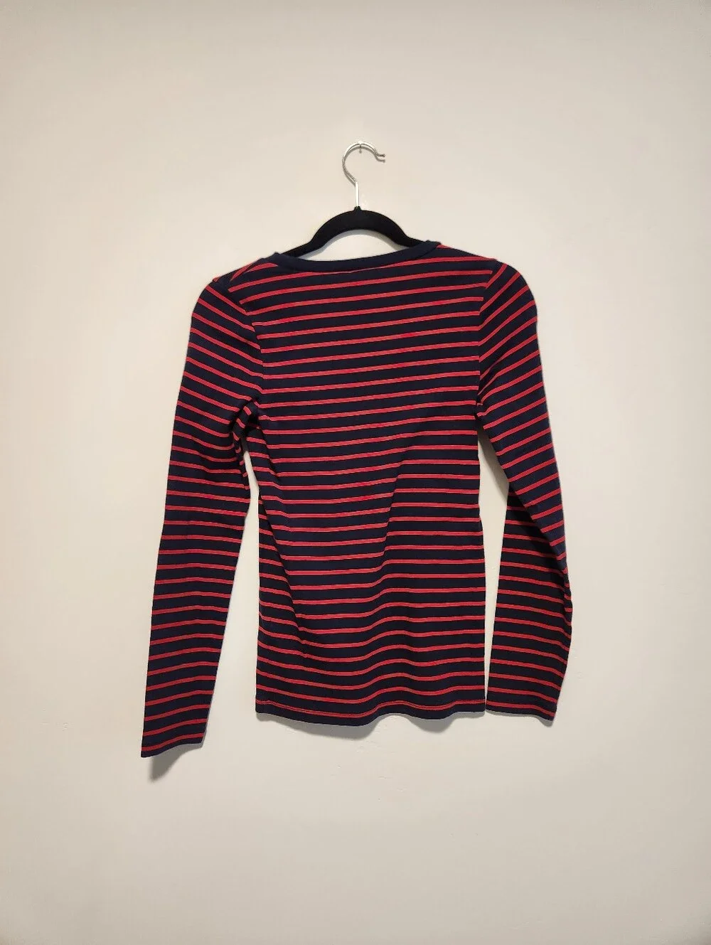 J crew Perfect-Fit Long Sleeve Crewneck T-shirt In Porto Stripe Navy Cand Size M